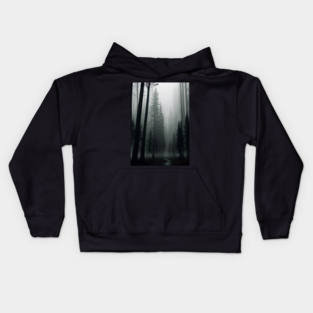 Spooky Forest at Dusk Kids Hoodie by CursedContent